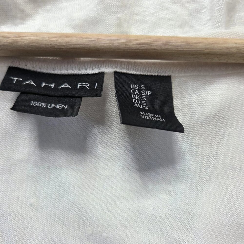 Tahari Women's Size Small Hooded Linen Cardigan White - Picture 5 of 7